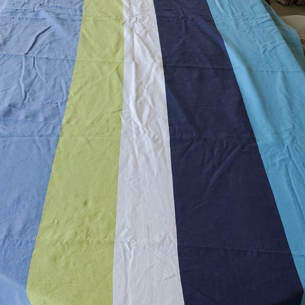 IKEA Tablecloth Blue Green and White Colorblock 116x56"